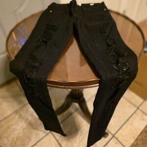 Frame Distressed Skinny Black Denim Jeans Size 23